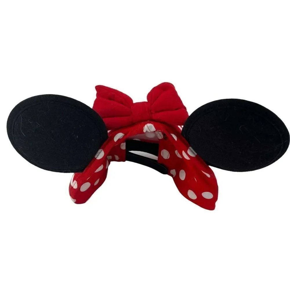 Minnie Mouse Ears Baseball Hat Red Polka Dot Bow Girls Disneyland Resort Cap
